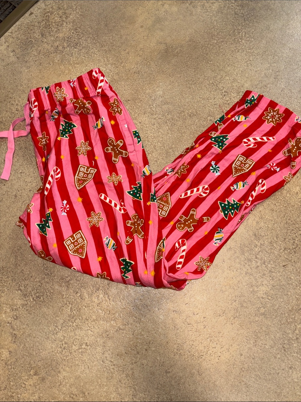 Old Navy Pink and Red Holiday Stripe Pajama Pants